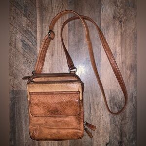 Fossil vintage early 90s leather crossbody purse bag small brown